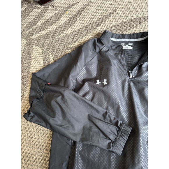 Under Armour Sportstyle Anorak Coat Black Windproof Hooded Pullover‎ Sz SM/P - Picture 2 of 4